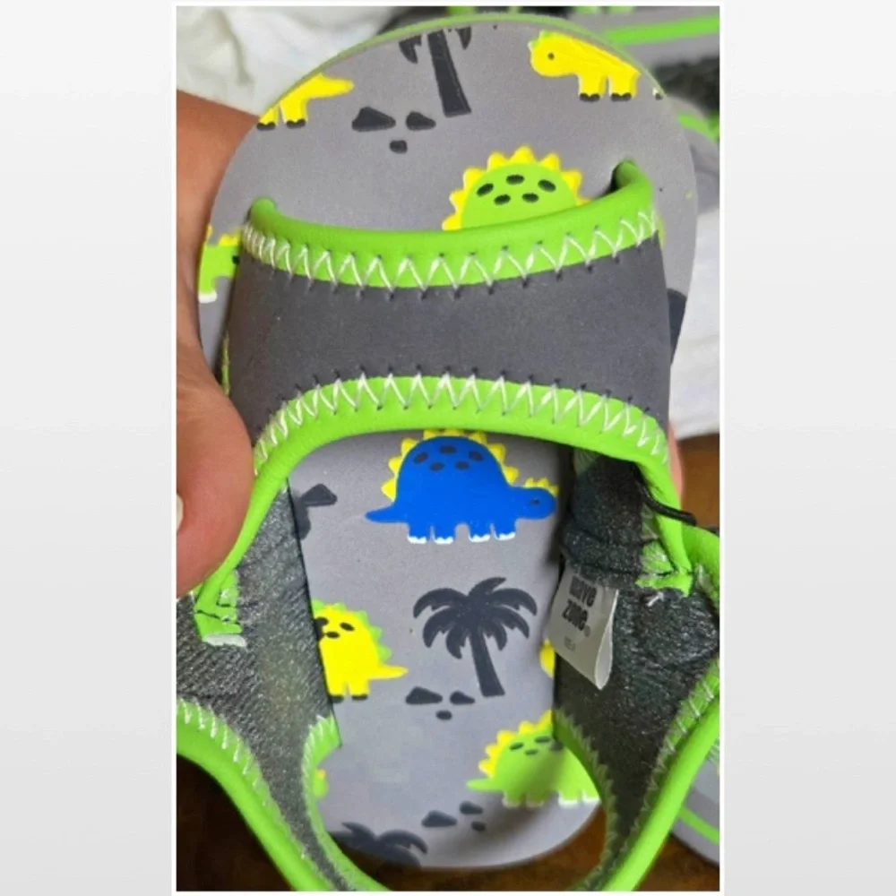 New Wave Zone Shoes Kids Prewalk Baby Sandals Dino Grey Green NWT